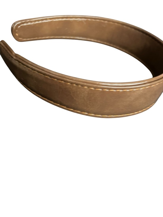 Brown Leather Headband with Pearl-Embellished CC Accent main image 4